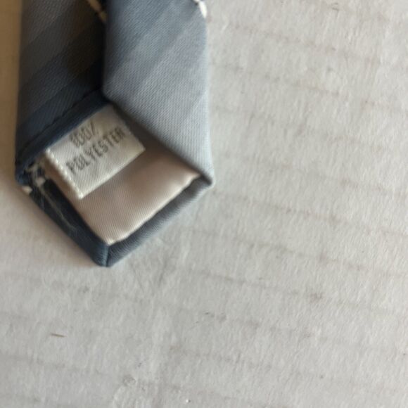 Paco Rabanne Men’s Necktie Blue Gray White Stripe Embroidered Design 56 Inch - Picture 4 of 5